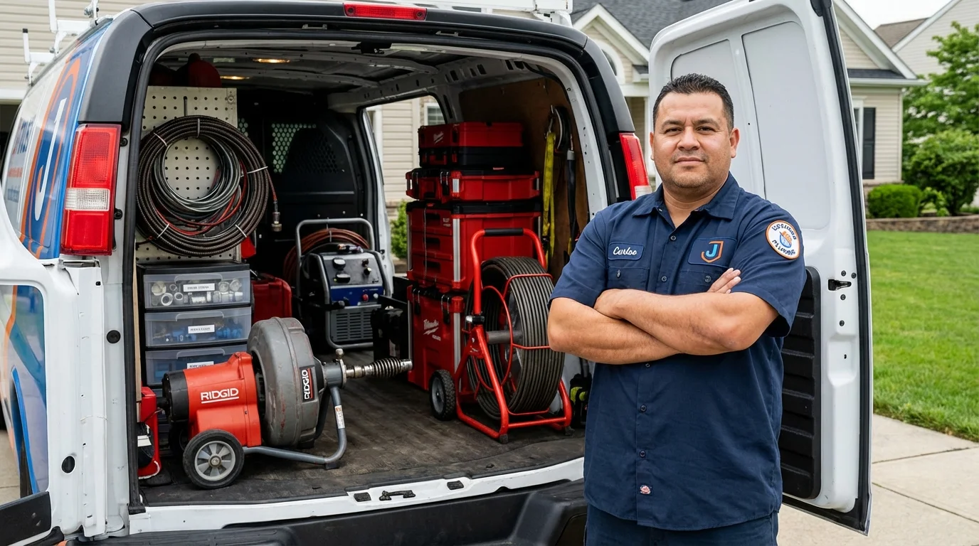 Professional drain cleaning equipment and Johns Plumbing LLC plumber in Brookhaven