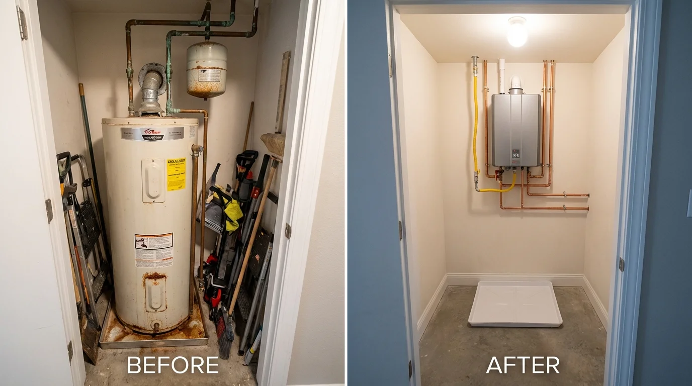 Tank water heater versus wall-mounted tankless unit comparison for Brookhaven, MS homeowners